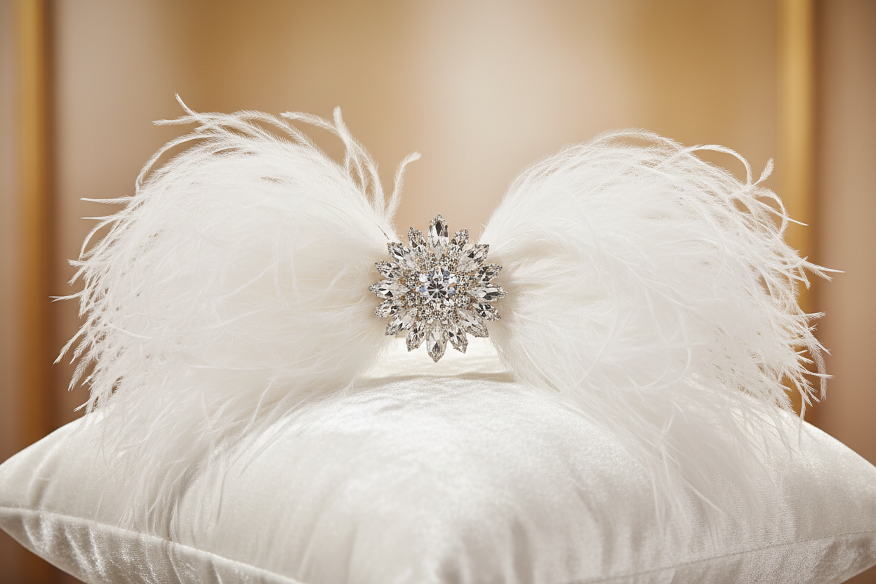 Feather & Crystal Pet Hair Bow