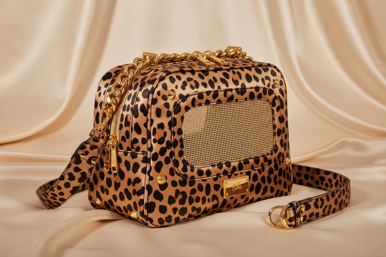 Cheetah Print Satin Pet Carrier