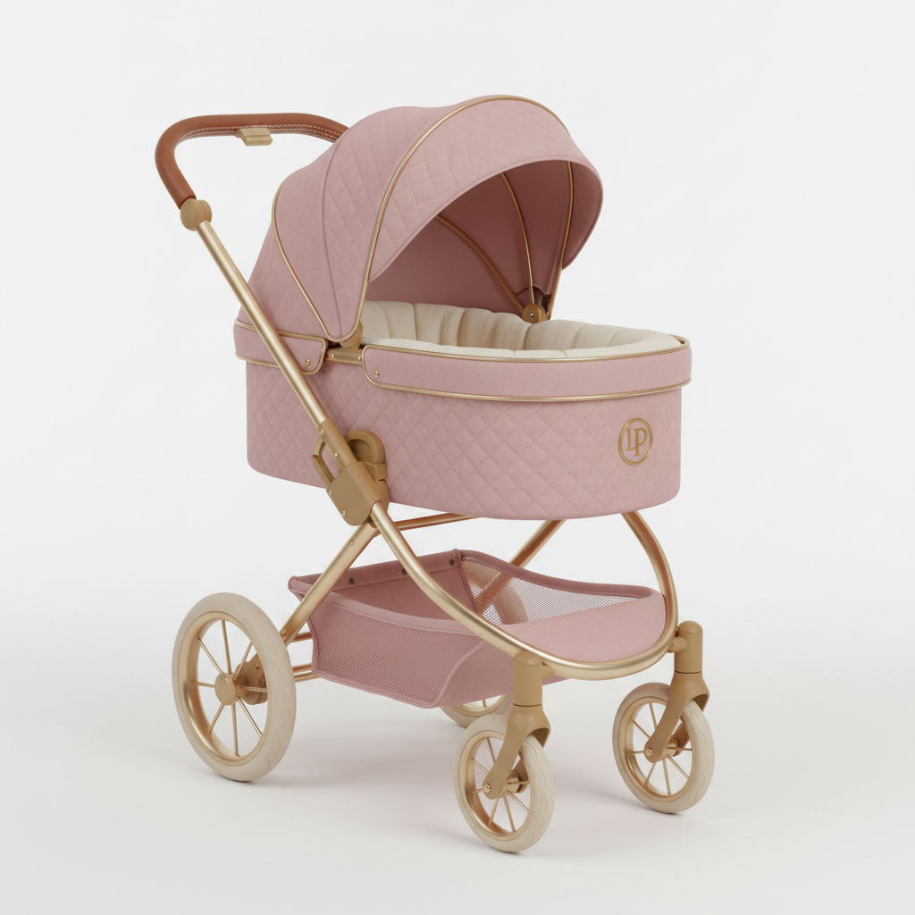 Blush Pink & Gold Frame Luxury Pet Stroller