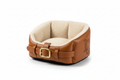 Caramel Leather Monogram Pet Car Seat