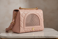 Quilted Blush Pink Leather Pet Carrier