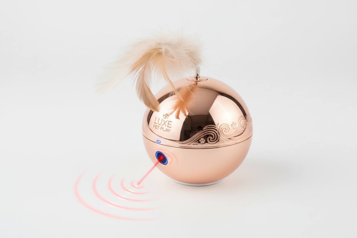 Rose Gold Automatic Laser & Feather Interactive Pet Toy