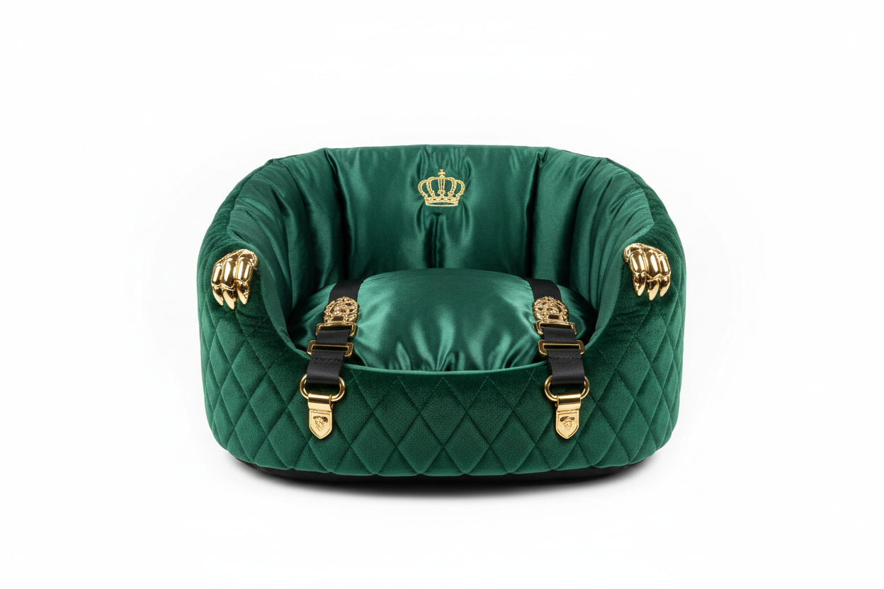 Emerald Green Velvet Jewel Pet Car Seat