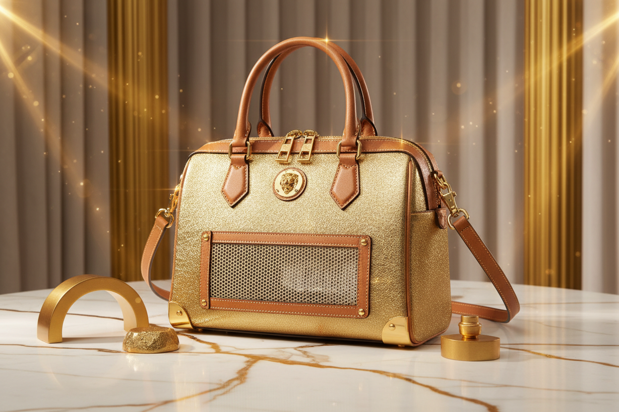 Gold Metallic Glamour Pet Carrier
