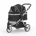 Sleek Black Chrome Luxury Pet Stroller