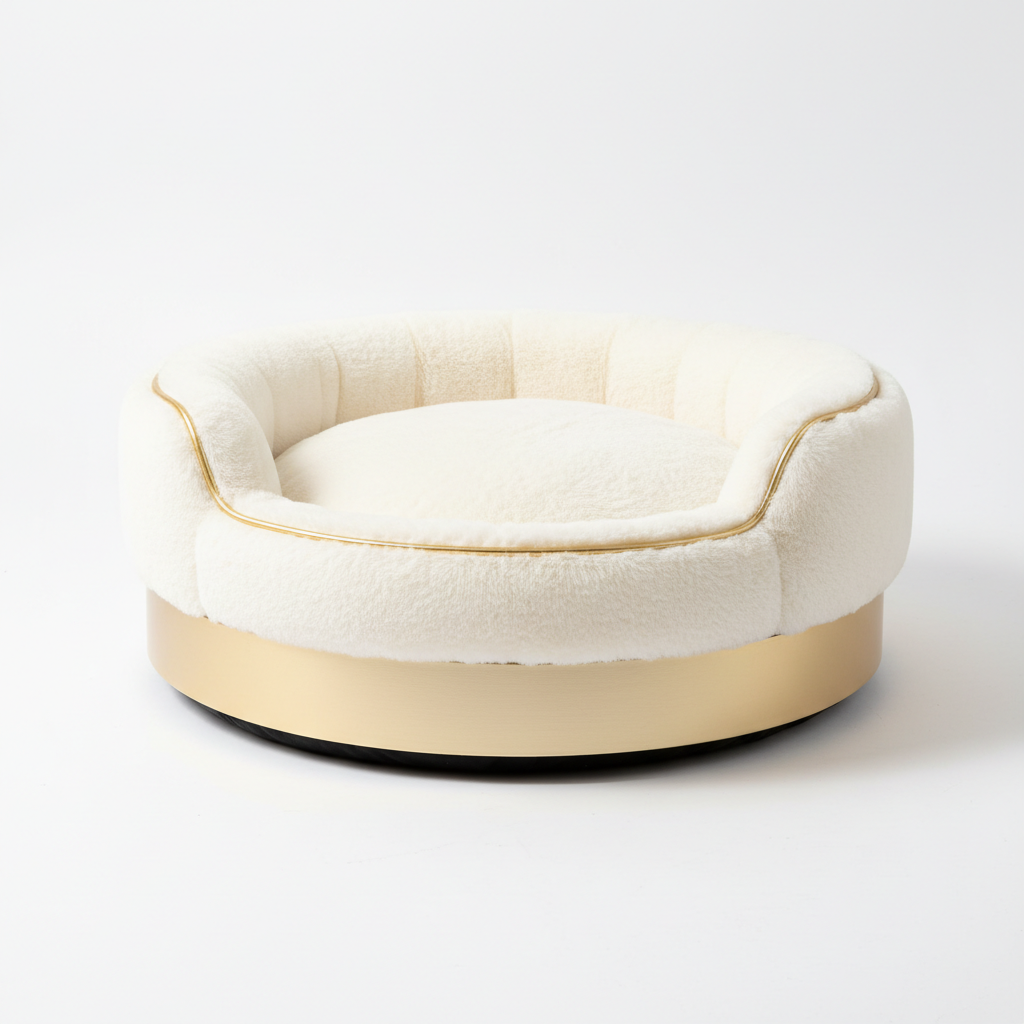Ivory Faux Fur Donut Luxury Pet Bed