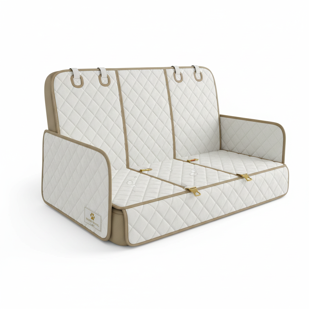 Quilted Velvet & Gold Piping Pet Car Seat Cover