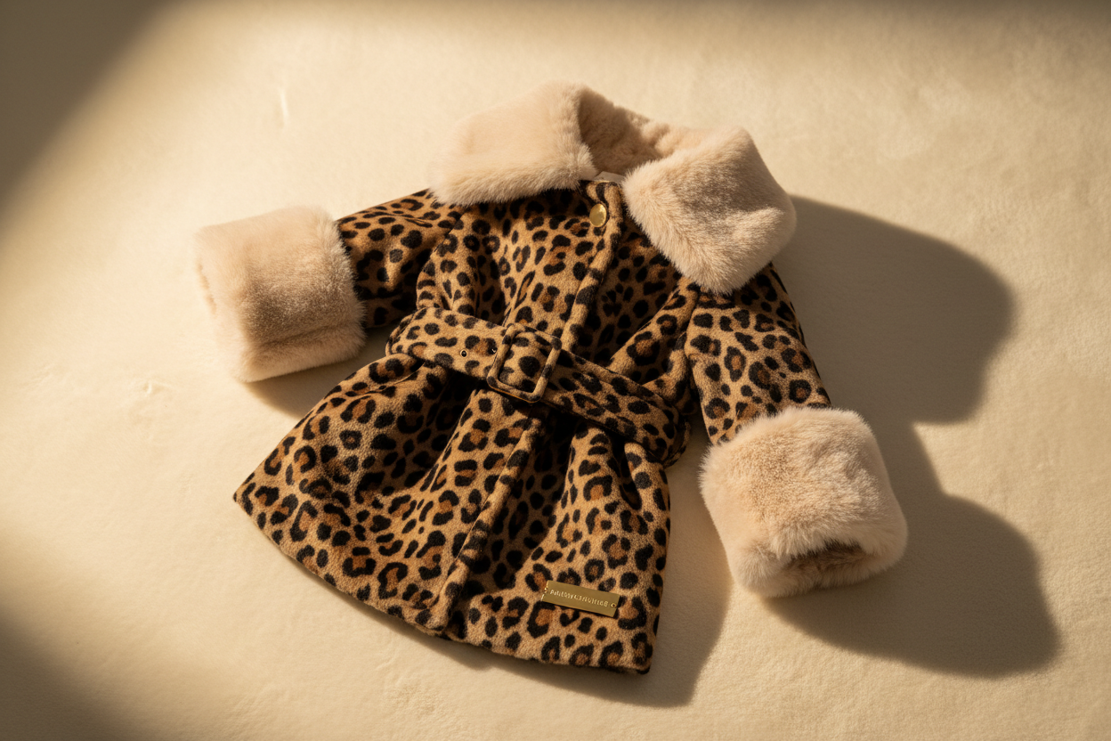 Leopard Print Fur-Trim Dog Coat