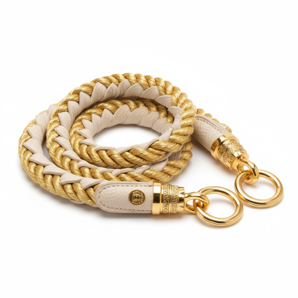 Braided Leather & Gold Tug Toy