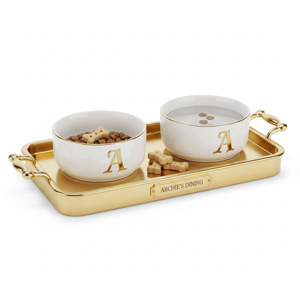 Monogram Porcelain Pet Bowl Set
