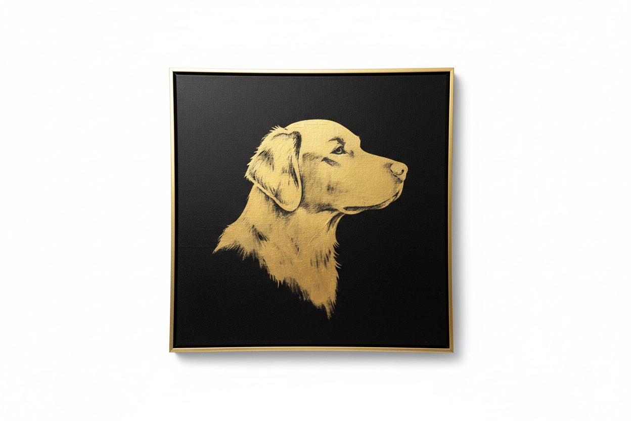 Gold & Black Custom Pet Silhouette Canvas Art