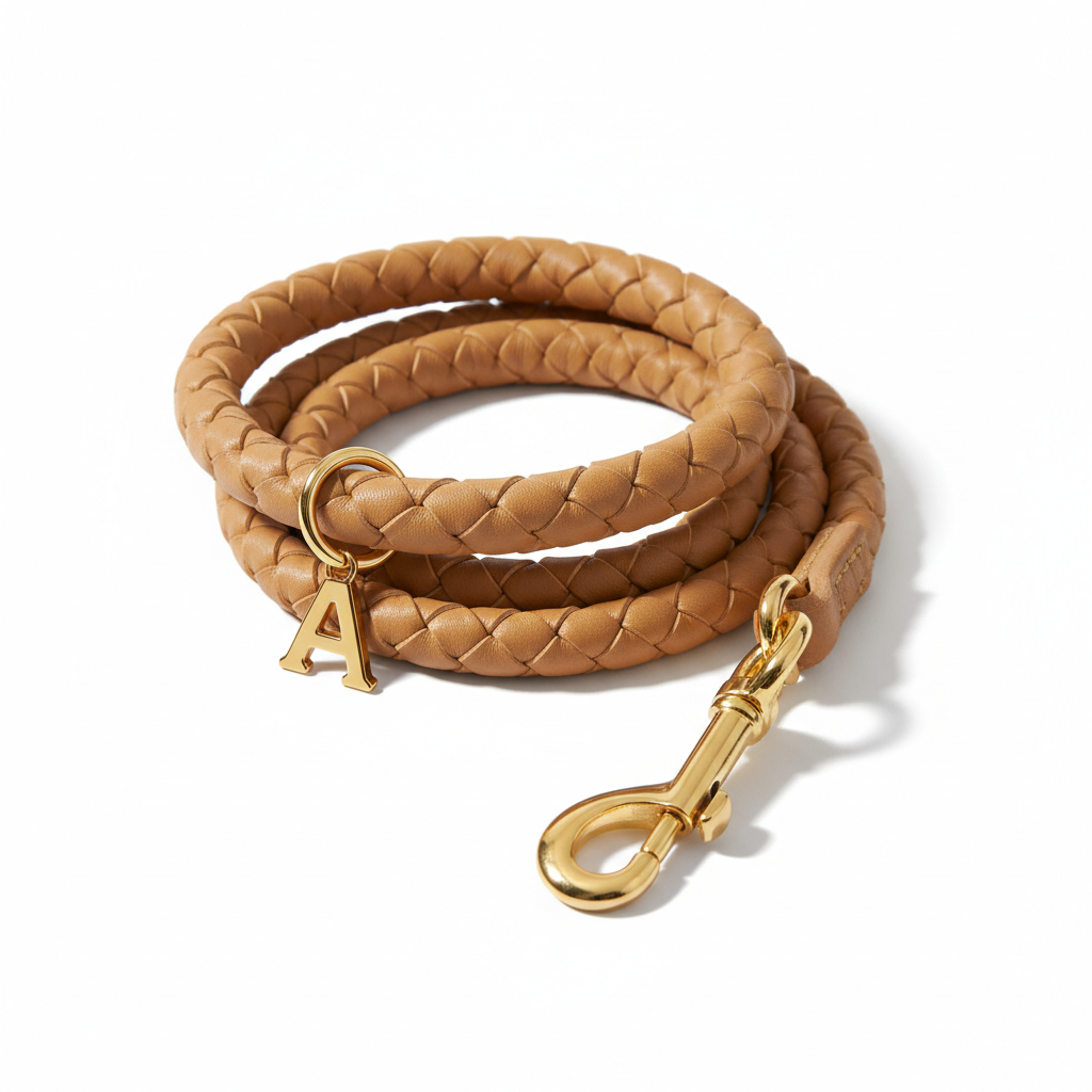 Braided Leather Monogram Pet Leash