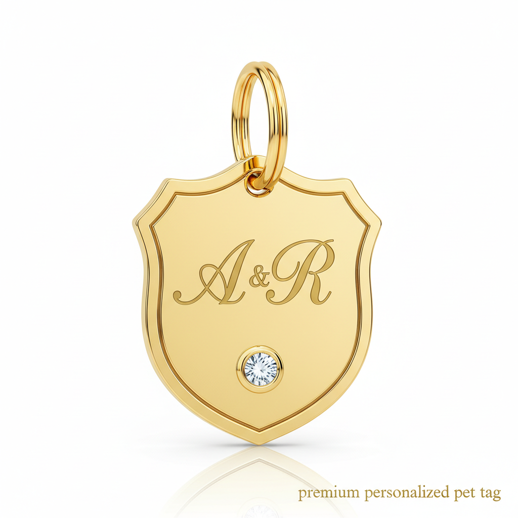 Diamond Accent Gold Monogram Pet ID Tag