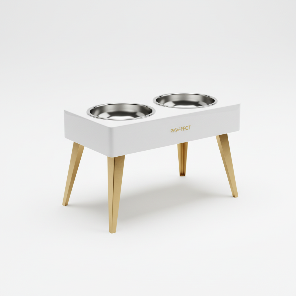 White Gloss & Gold Leg Pet Dining Table
