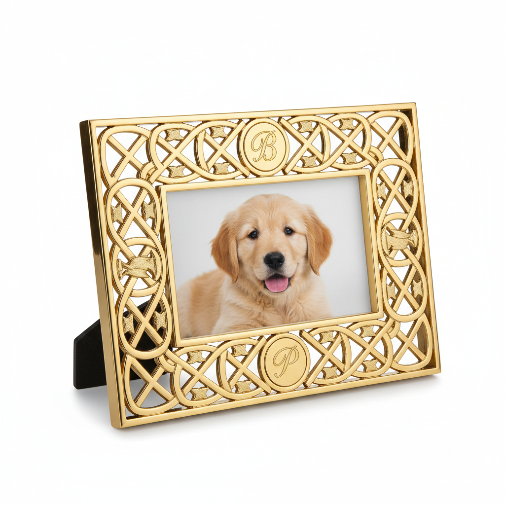 Engraved Gold Monogram Pet Photo Frame