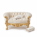 Gold Carved Frame Velvet Tufted Pet Bed