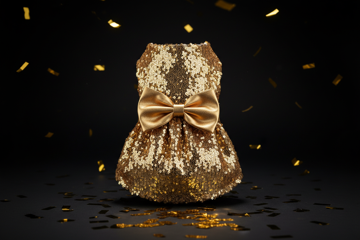 Gold Sequin Party Dog Dress