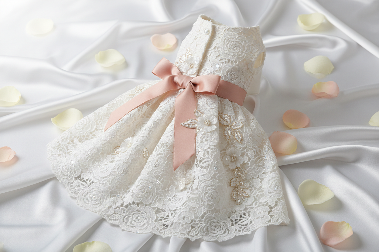 Ivory Lace Wedding Dog Dress